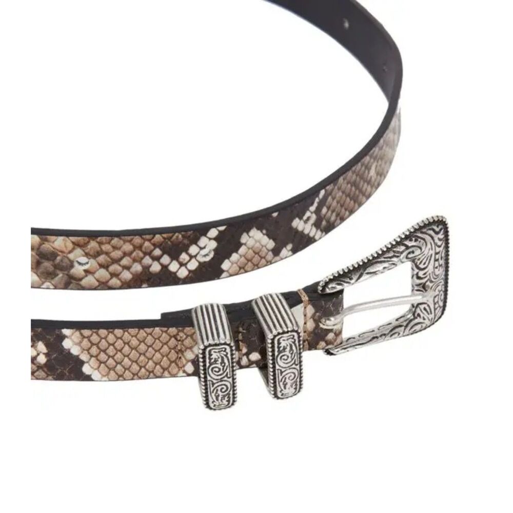 The Kooples Women's Leather Snakeskin Effect Western Belt NWT Size 3 (Large)